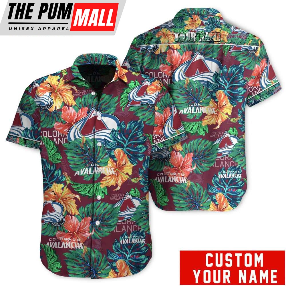 Tropical Floral Colorado Avalanche Custom Name Hawaiian Shirt