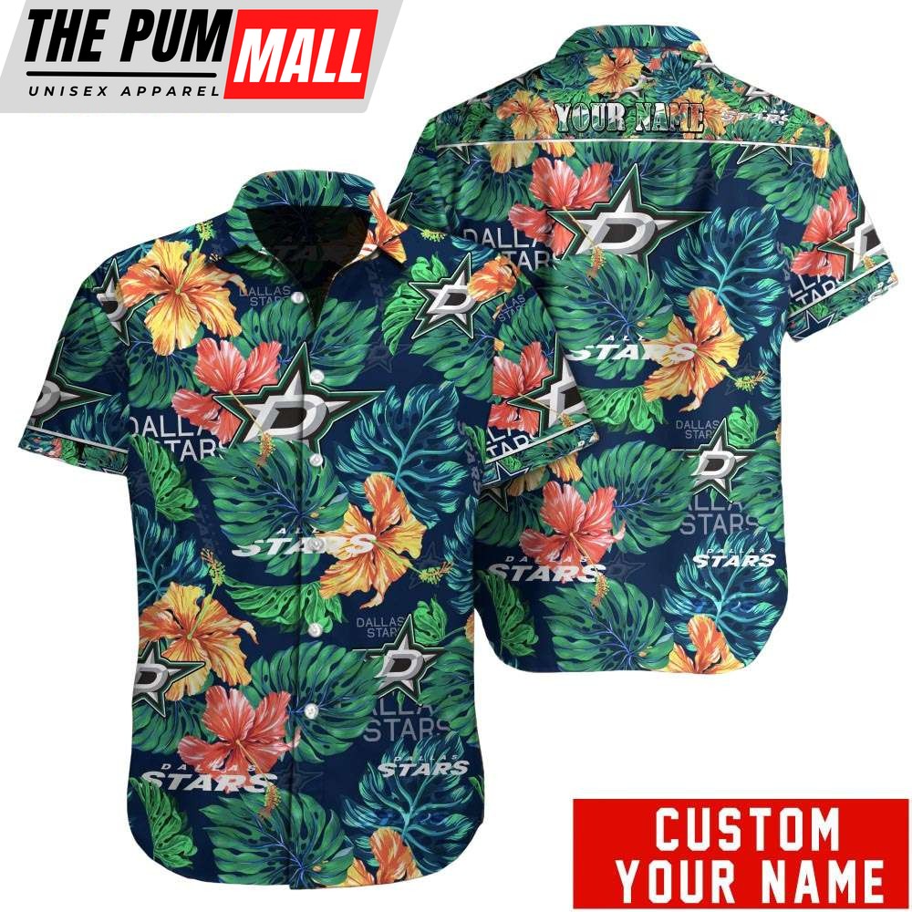 Tropical Floral Dallas Stars Custom Name Hawaiian Shirt
