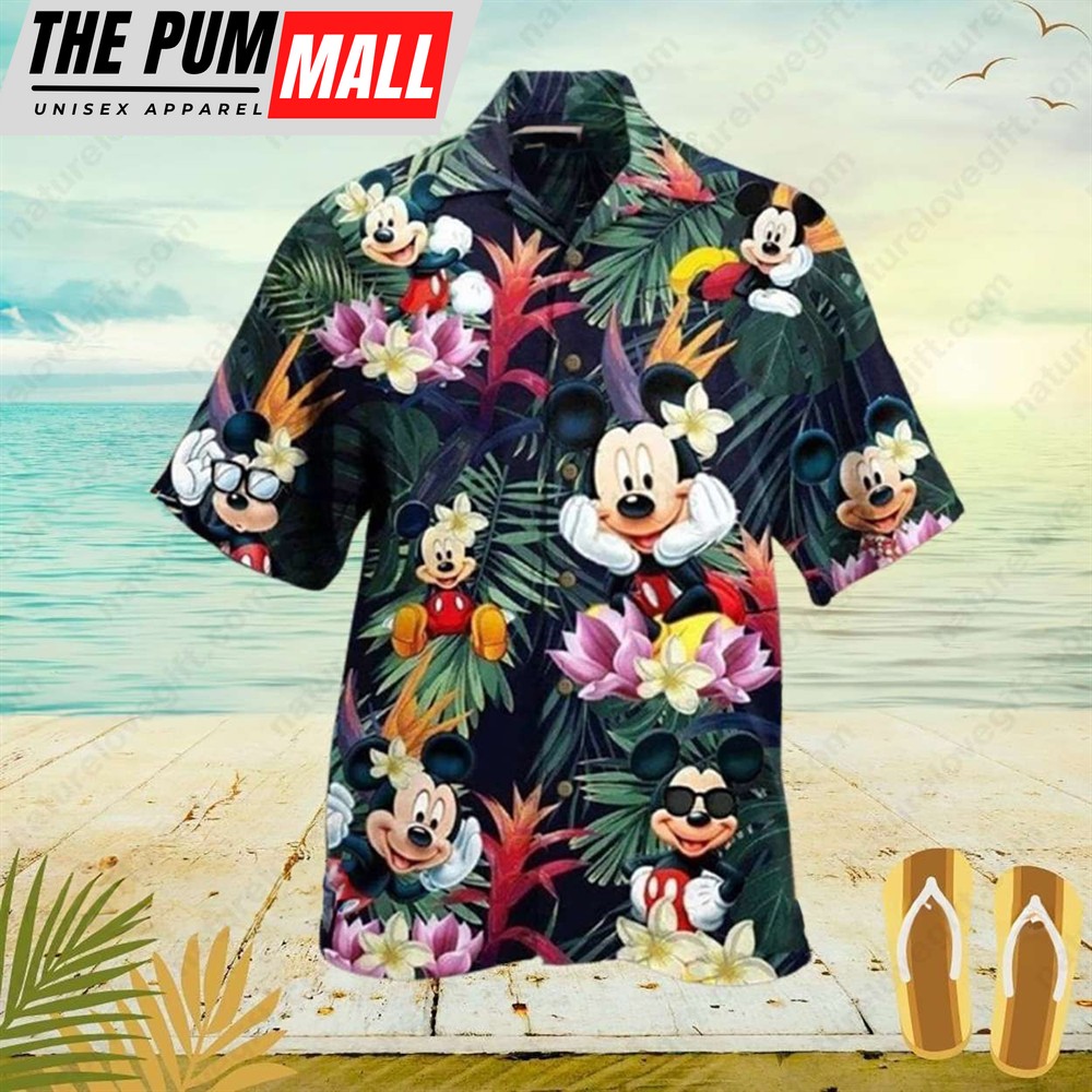 Tropical Floral Mickey Mouse Hawaiian Shirt Flower Aloha Beach Shirts