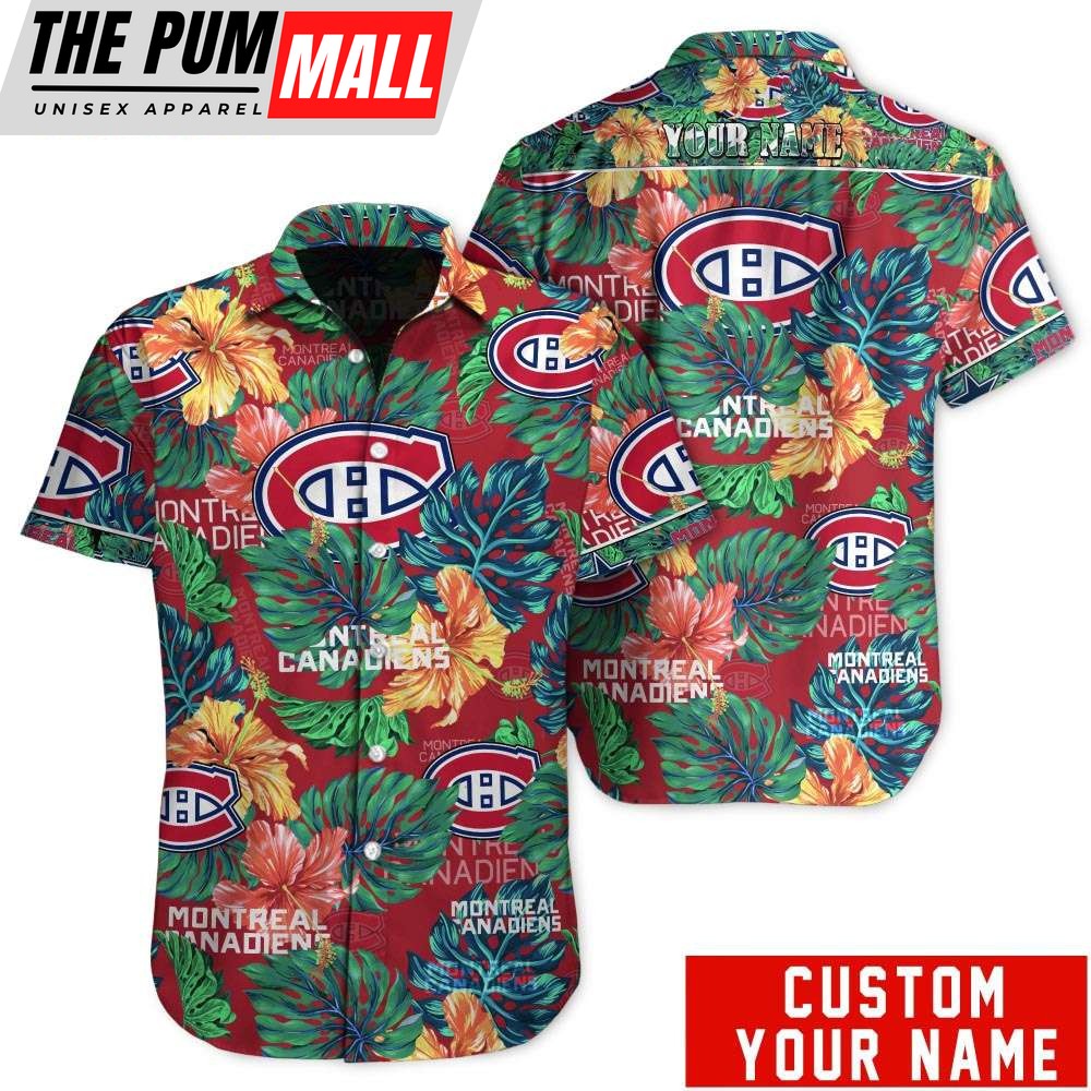 Tropical Floral Montreal Canadiens Custom Name Hawaiian Shirt