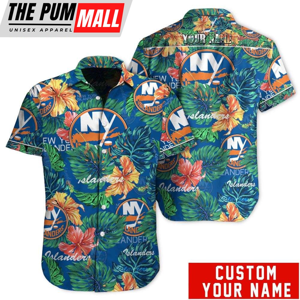 Tropical Floral New York Islanders Custom Name Hawaiian Shirt