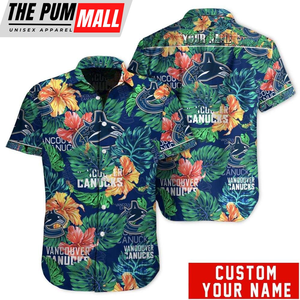 Tropical Floral Vancouver Canucks Personalized NHL Hawaiian Shirt