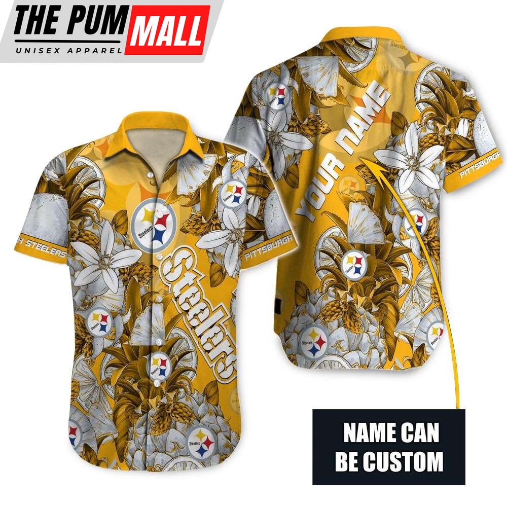 Tropical Flower Pittsburgh Steelers Personalized Hawaiian Shirt