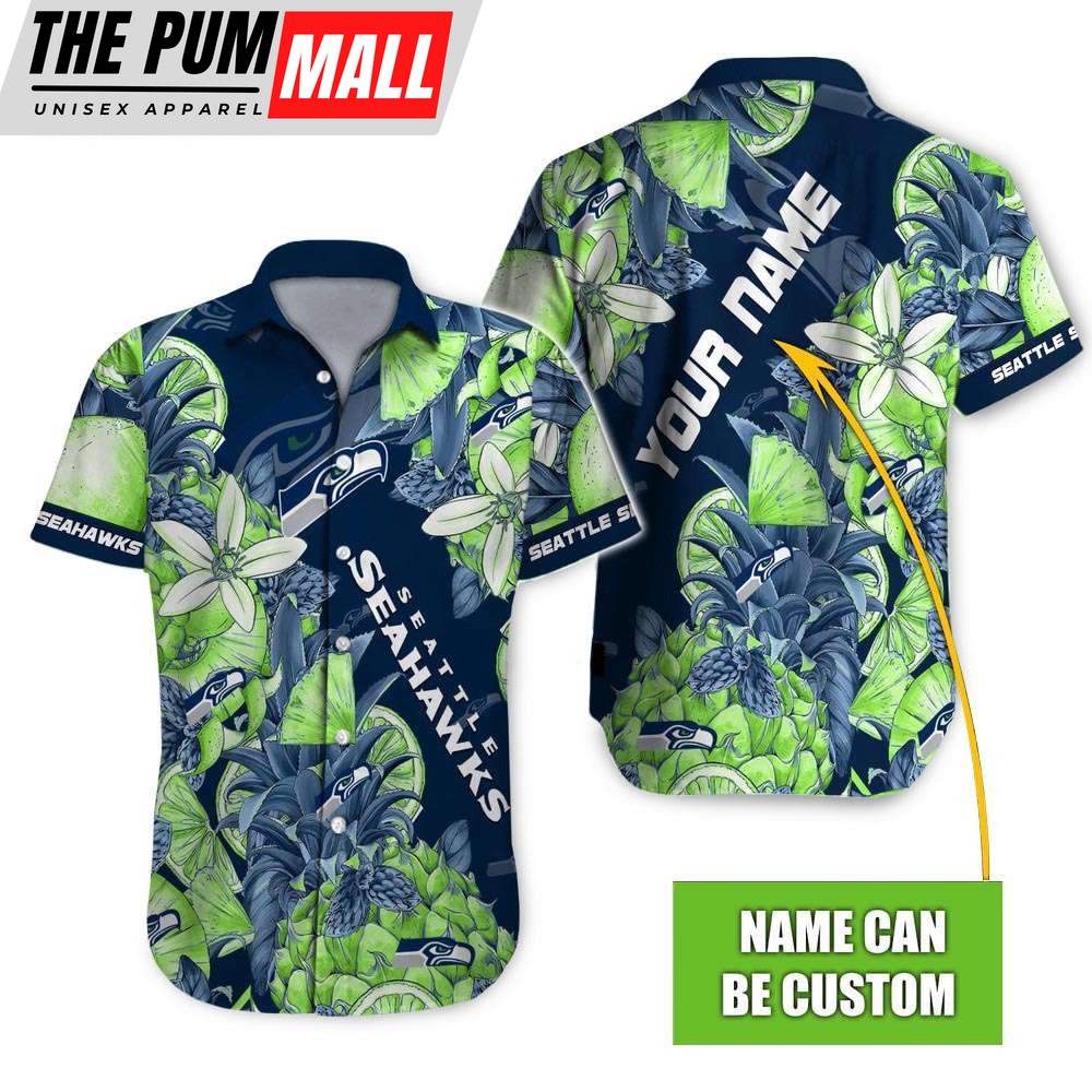 Tropical Flower Seattle Seahawks Personalized Hawaiian Shirt