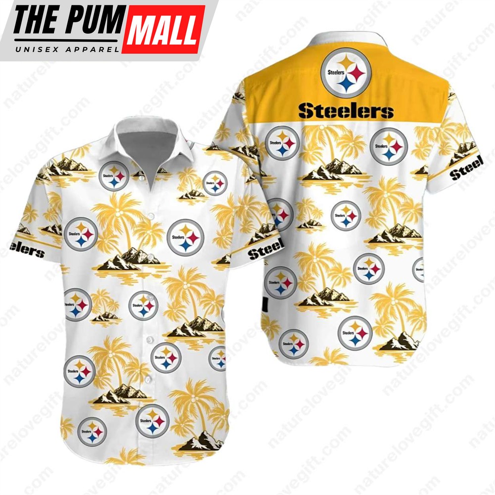 Tropical Island Pittsburgh Steelers Button Up Hawaiian Shirt