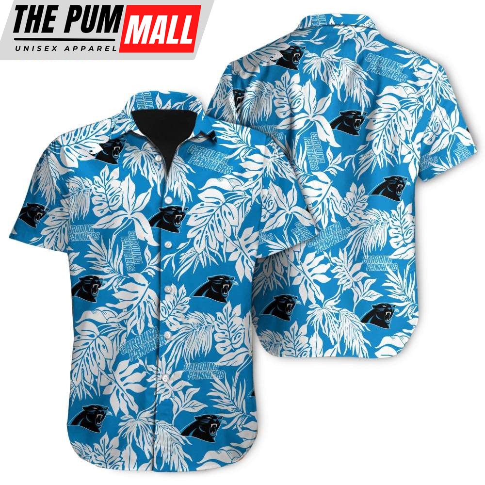 Tropical Leafs Carolina Panthers NFL Button Up Hawaiian Shirt