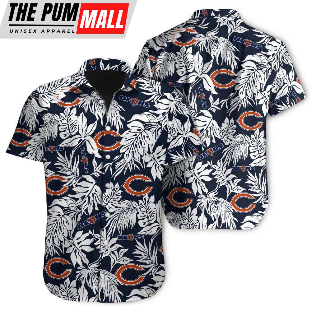 Tropical Leafs Chicago Bears NFL Button Up Hawaiian Shirt