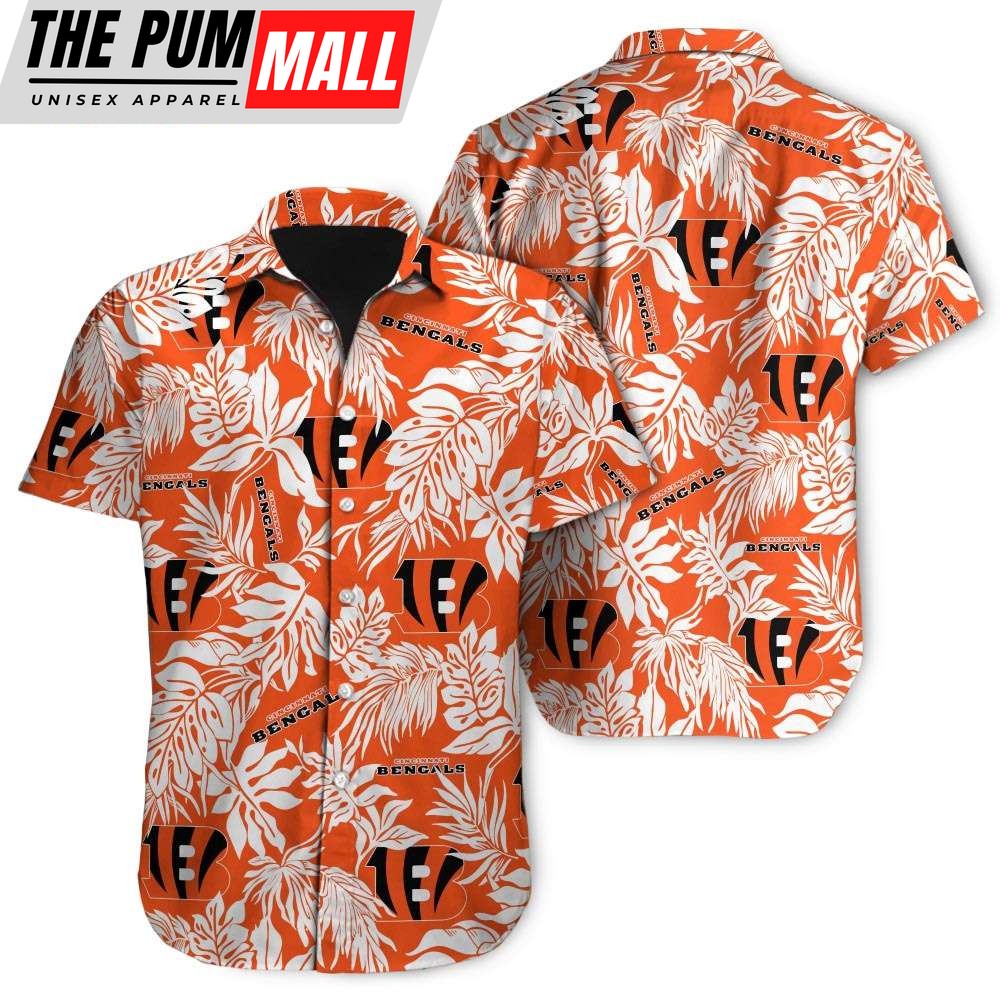 Tropical Leafs Cincinnati Bengals NFL Button Up Hawaiian Shirt