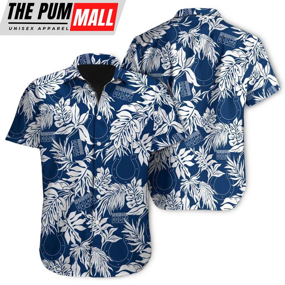 Tropical Leafs Indianapolis Colts NFL Button Up Hawaiian Shirt