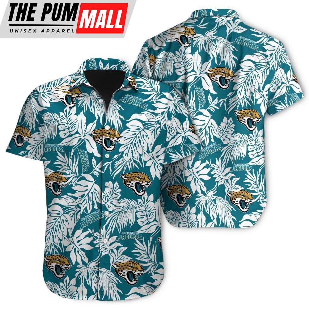 Tropical Leafs Jacksonville Jaguars NFL Button Up Hawaiian Shirt