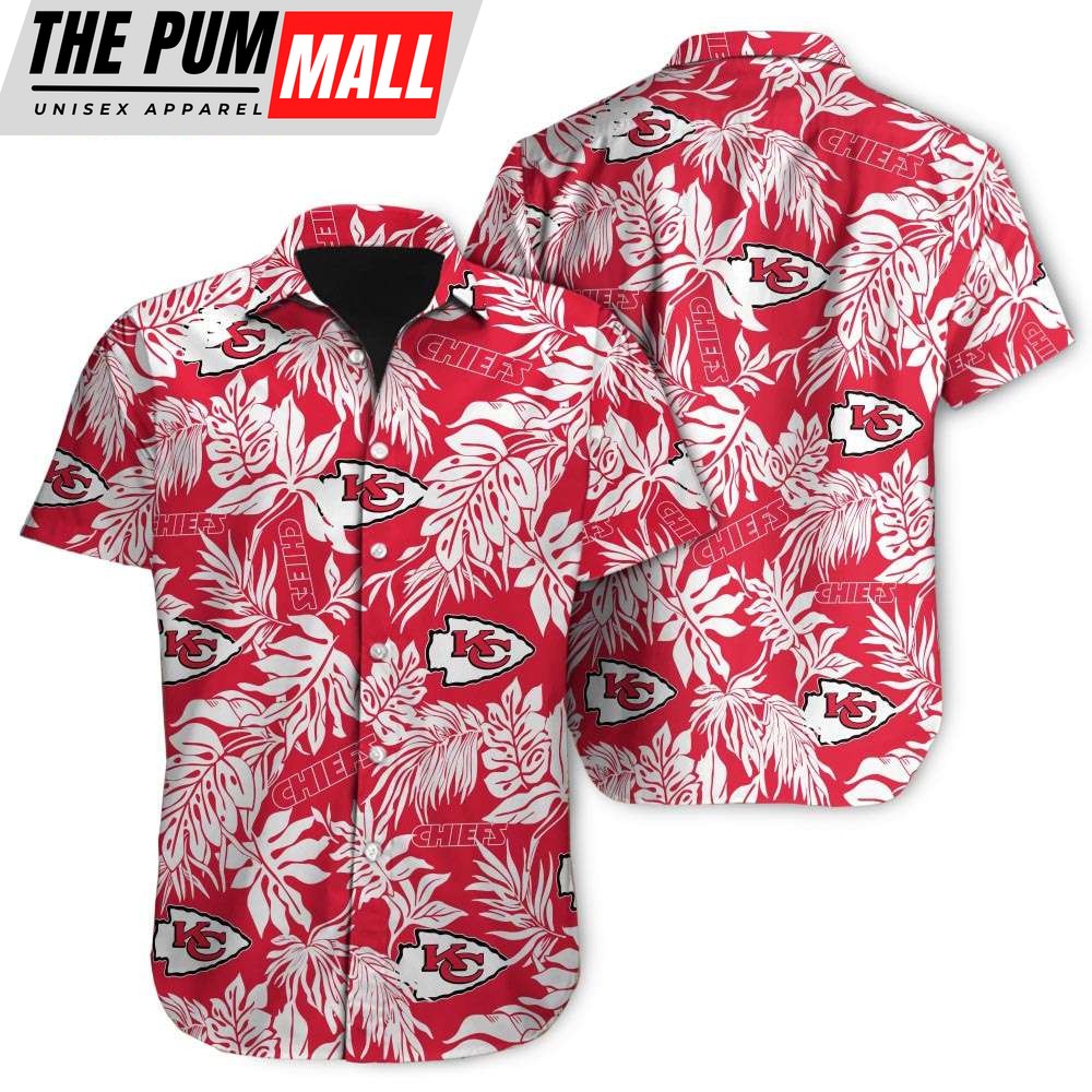 Tropical Leafs Kansas City Chiefs NFL Button Up Hawaiian Shirt