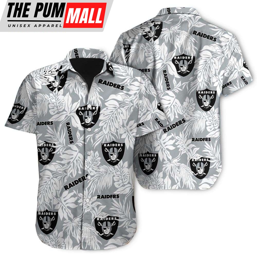 Tropical Leafs Las Vegas Raiders NFL Button Up Hawaiian Shirt