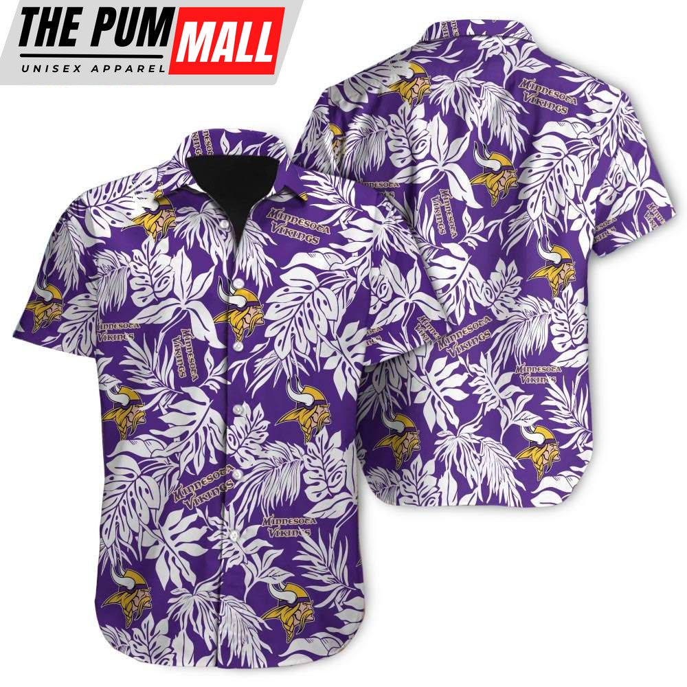 Tropical Leafs Minnesota Vikings NFL Button Up Hawaiian Shirt