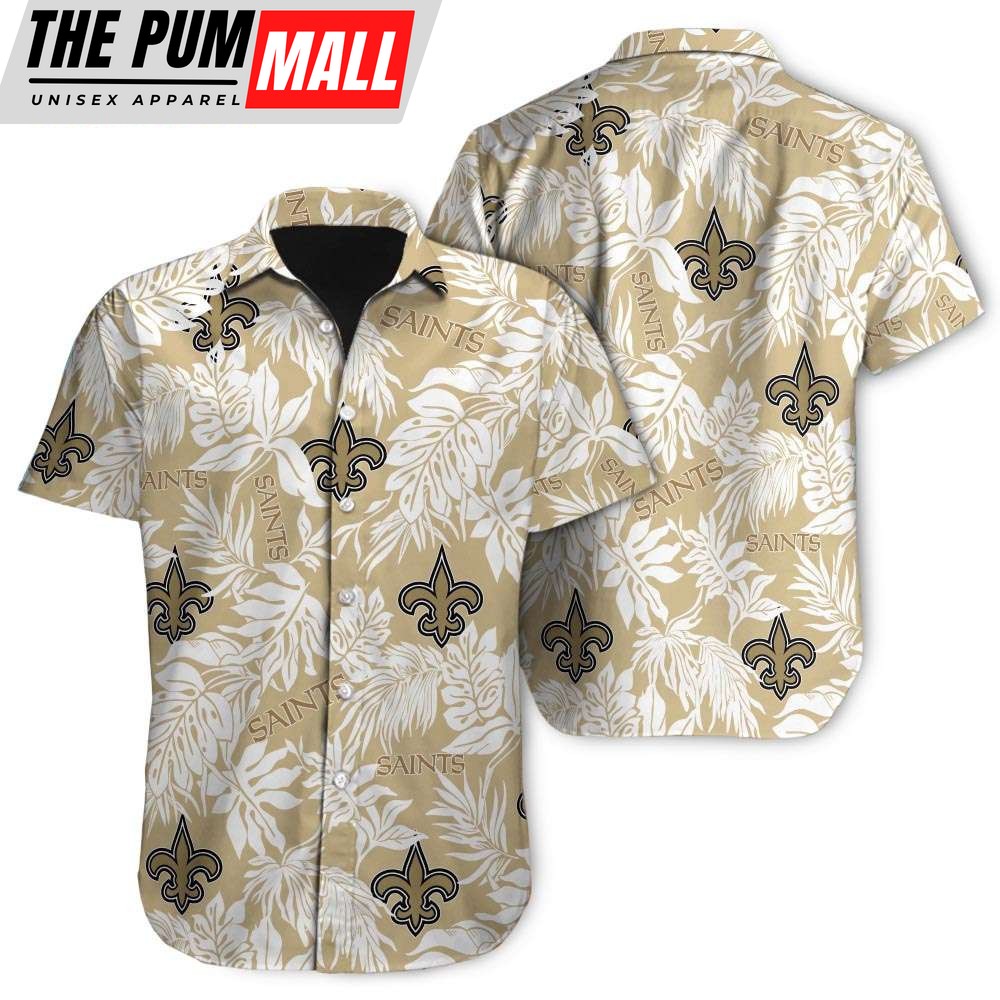 Tropical Leafs New Orleans Saints NFL Button Up Hawaiian Shirt