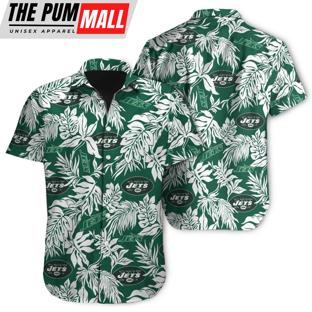 Tropical Leafs New York Jets NFL Button Up Hawaiian Shirt