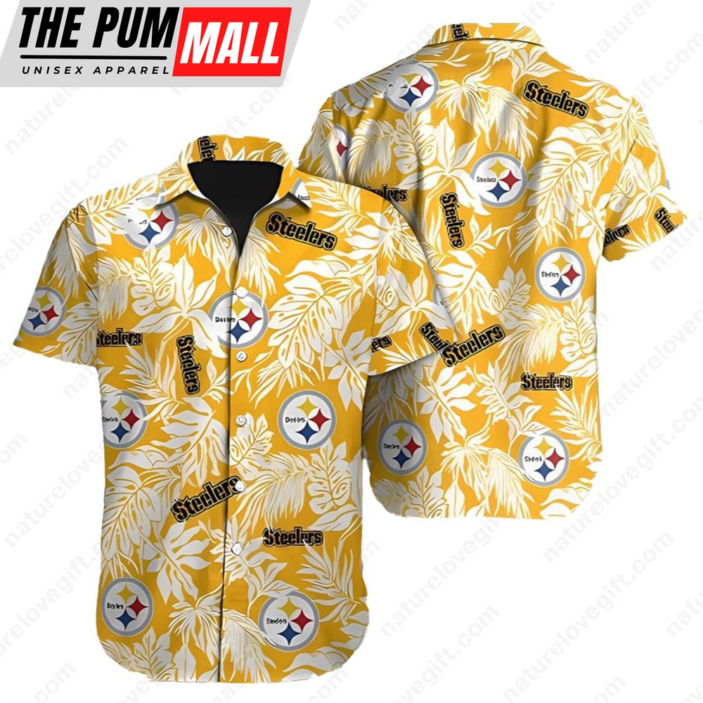 Tropical Leafs Pittsburgh Steelers NFL Button Up Hawaiian Shirt