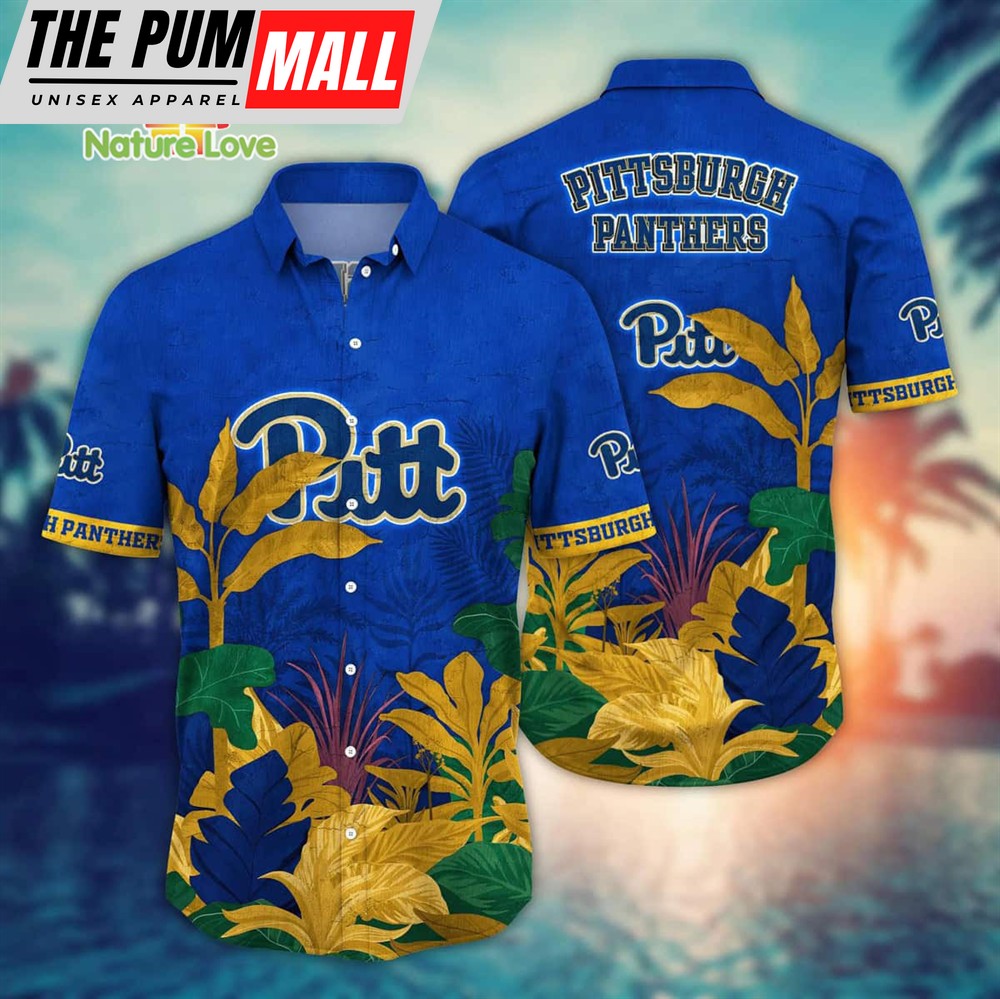 Tropical Leaves Pitt Panthers Hawaiian Shirt Aloha NCAA Gift For Fans