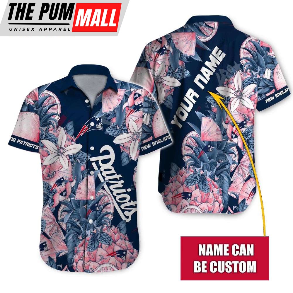 Tropical New England Patriots Personalized Hawaiian Shirt