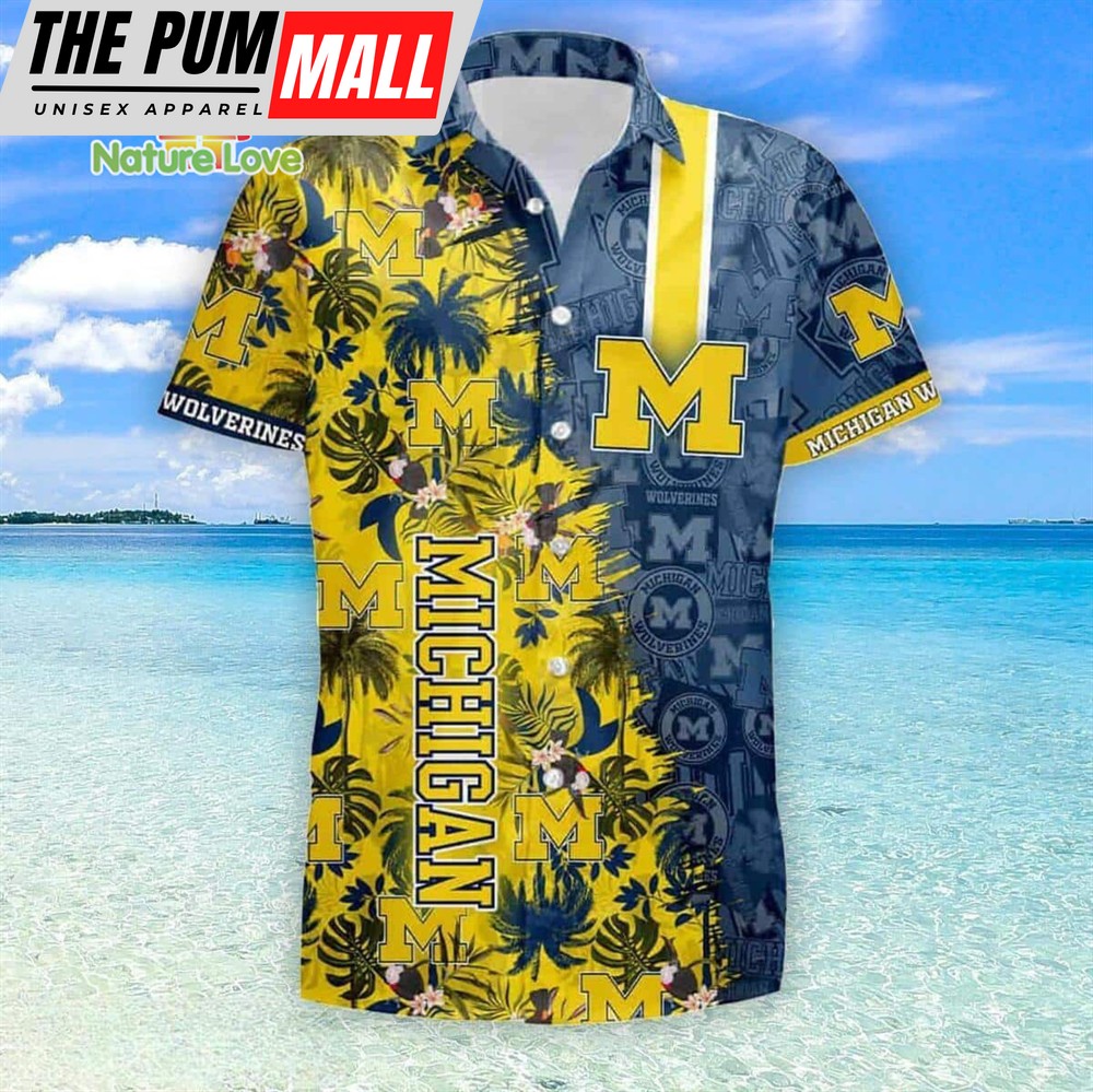 Tropical Palm Leaves NCAA Michigan Wolverines Hawaiian Shirt Gift For Fans