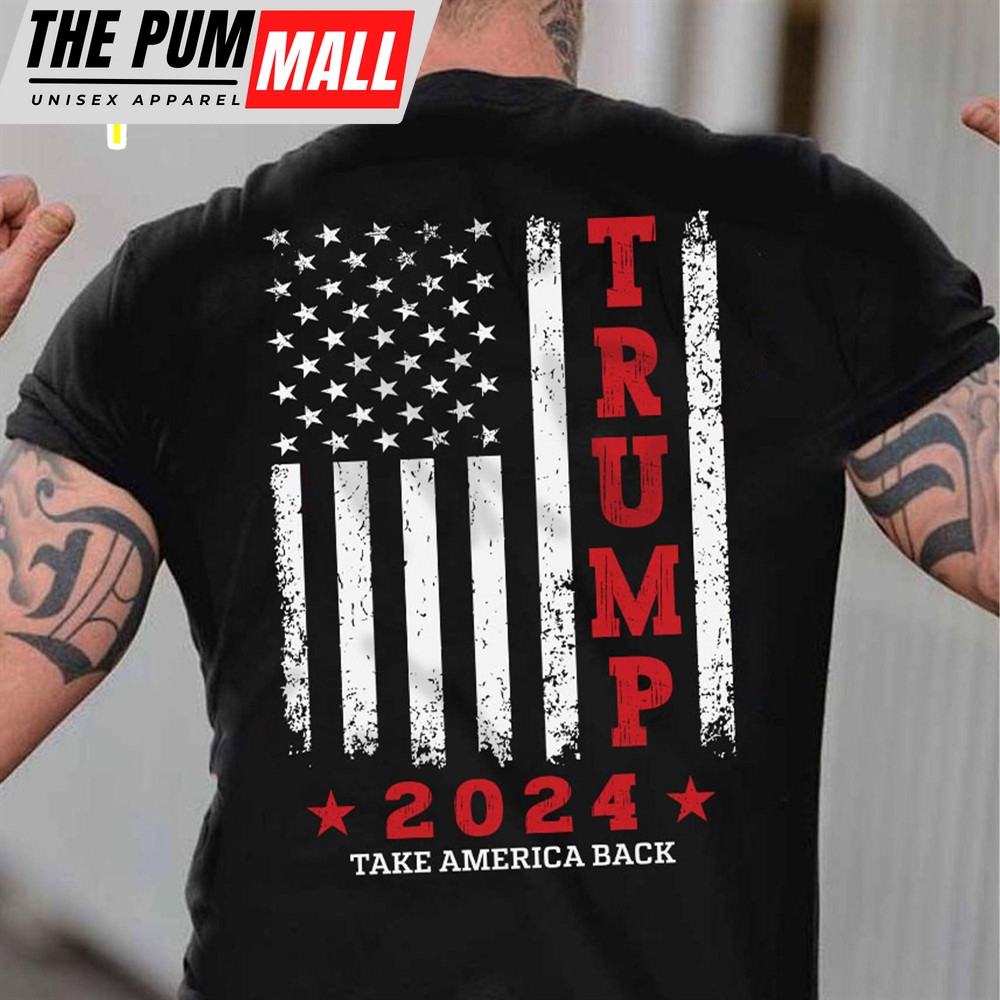 Trump 2024 American Flag Vintage Shirt Donald Trump Homage Shirt Donald Trump Fan Tees Personalized Custom Trump Front & Back Shirt