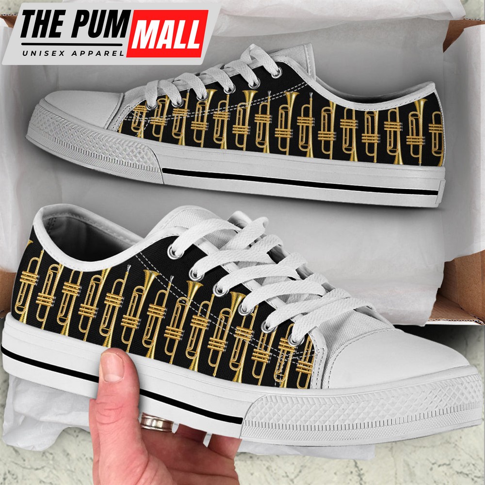 Trumpet Pattern Low Top Music Shoes – Fashionable Low Top Casual Shoes Gift For Adults – Sneaker For Walking