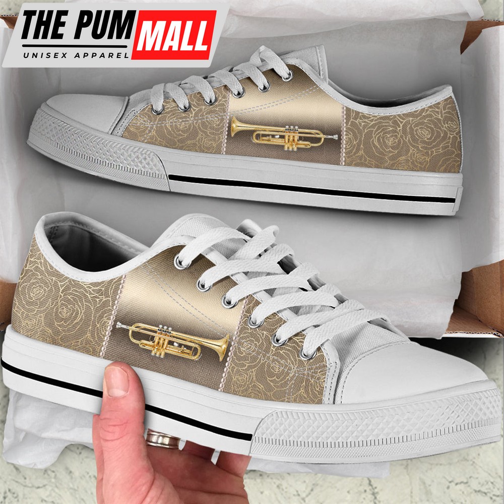Trumpet Rose Metal Low Top Music Shoes – Fashionable Low Top Casual Shoes Gift For Adults