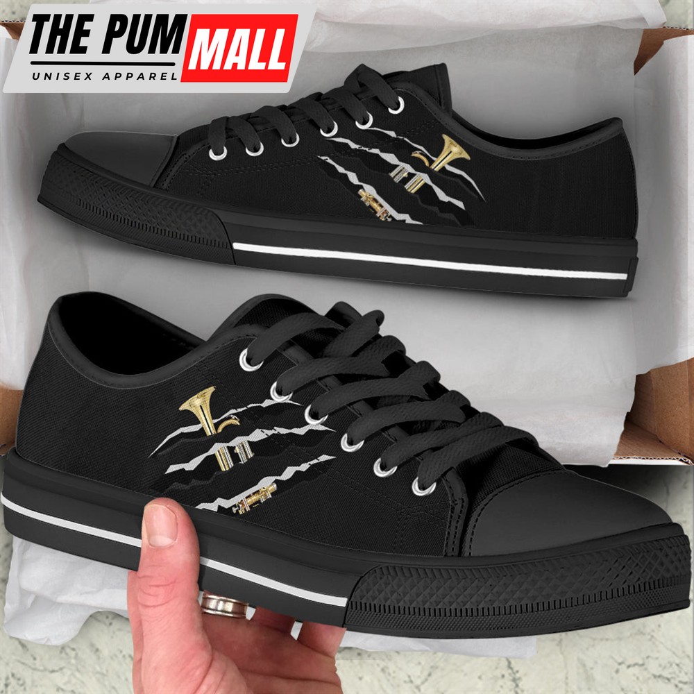 Trumpet Scratch Low Top Music Shoes – Fashionable Low Top Casual Shoes Gift For Adults – Sneaker For Walking