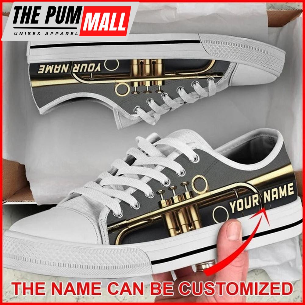 Trumpet Shortcut Personalized Canvas Low Top Shoes – Low Top Shoes Mens, Women