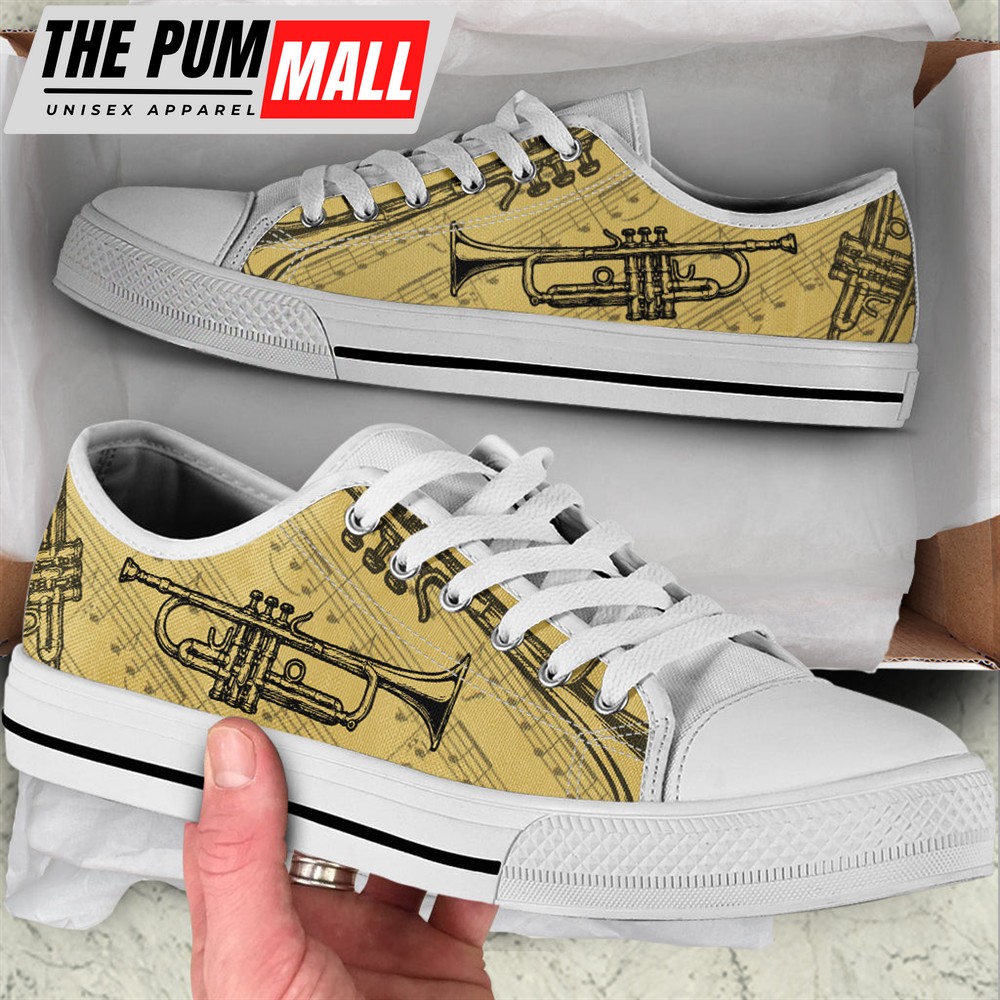 Trumpet Vintage Art Low Top Music Shoes – Fashionable Low Top Casual Shoes Gift For Adults