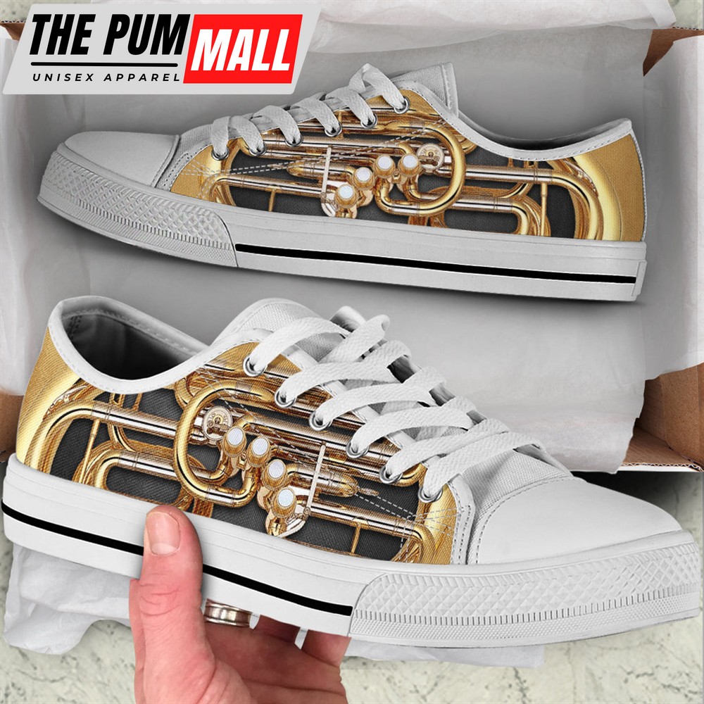 Tuba Shortcut Low Top Music Shoes – Print Canvas Lowtop Trendy Fashion Casual Shoes – Best Gift For Adults