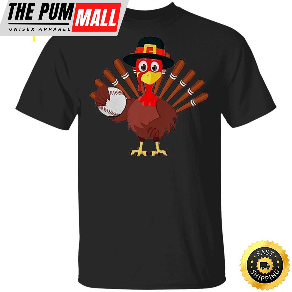 Turkey Baseball Thanksgiving T-Shirt Cool Chicken Funny Shirt Designs Gifts For Baseball Lovers