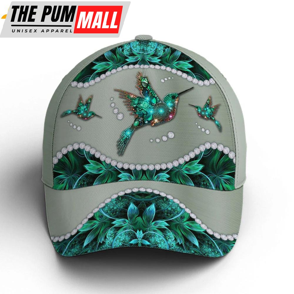 Turquoise Metallic Style Hummingbird Classic Baseball Cap