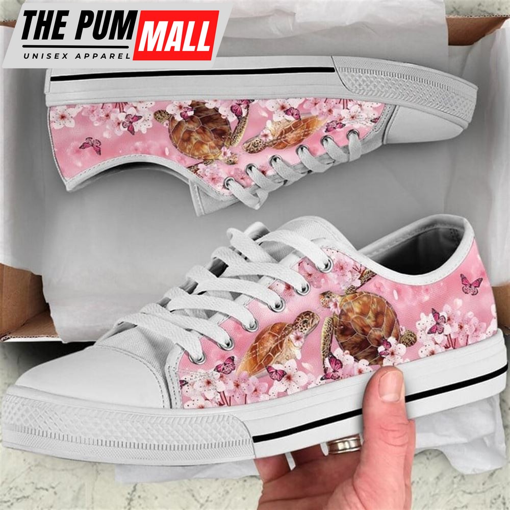 Turtle Cherry Blossom Low Top Shoes – Low Top Shoes Mens, Women