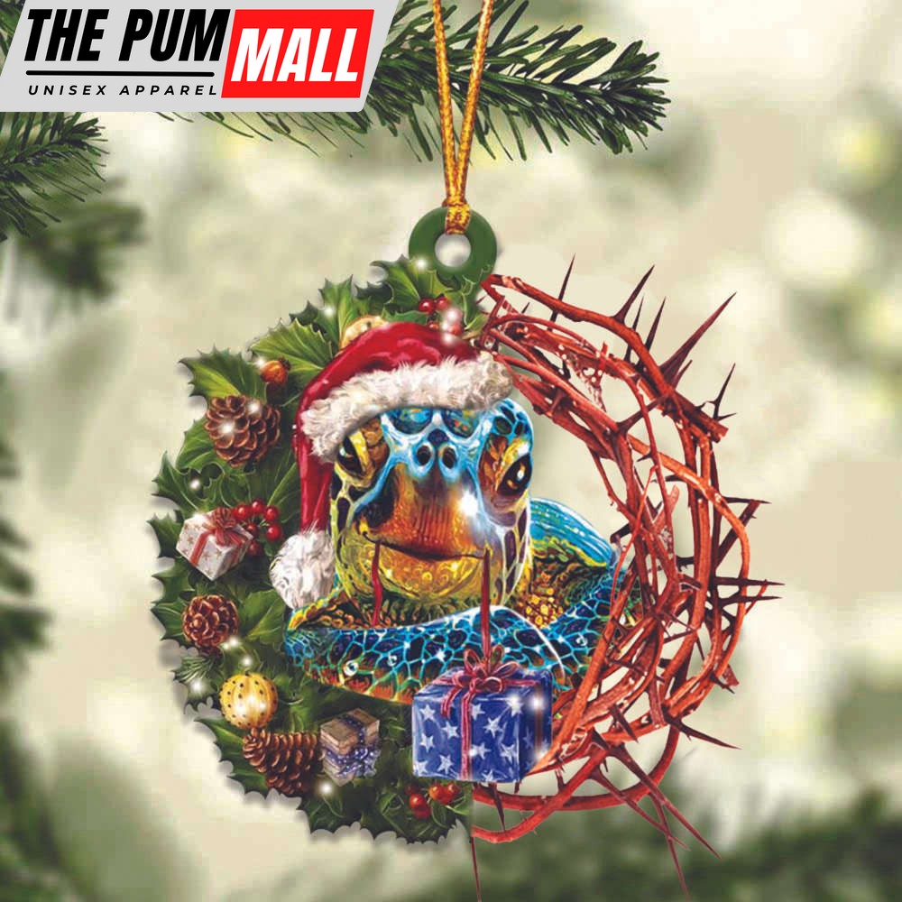 Turtle In Christmas Wreath Ornament Religious Ornaments For Christmas Xmas Home Decor Limited Edition