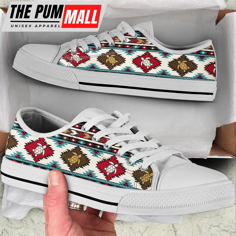 Turtle Native Stripe Pattern Low Top Shoes – Trendy Fashion Casual Shoes Gift For Adults