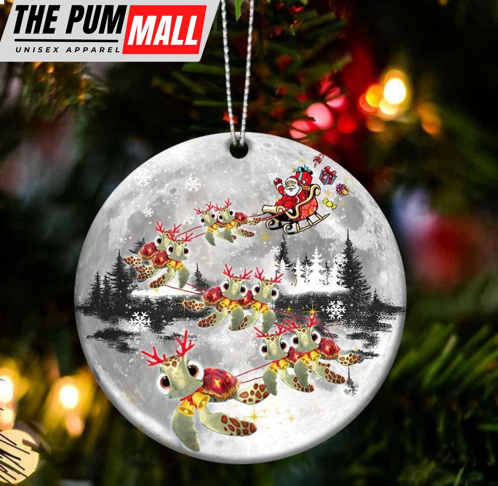 Turtle Sleigh Of Santa Christmas Ornament Santa Christmas Tree Topper Gifts For Turtle Lovers Limited Edition