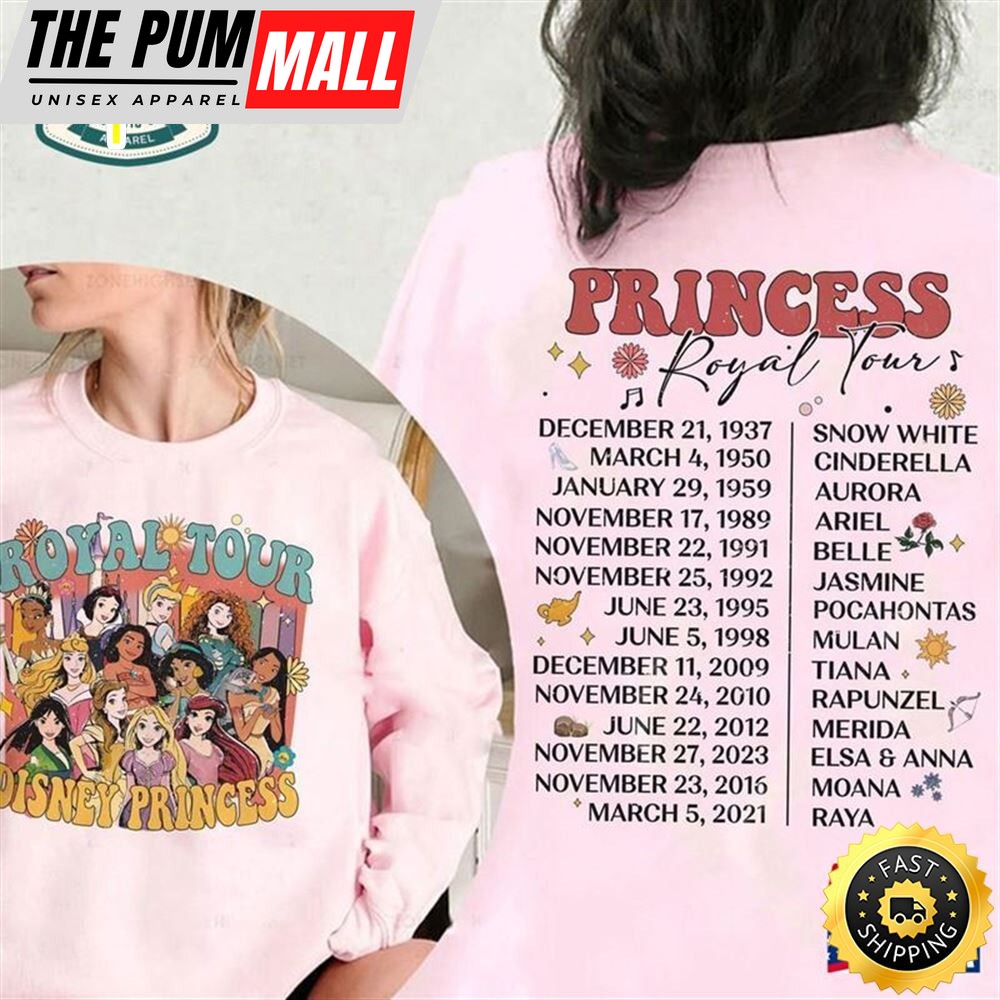 Two Sided Vintage Disney Princess Royal Tour Shirt Girl Trip 2023 T-Shirt
