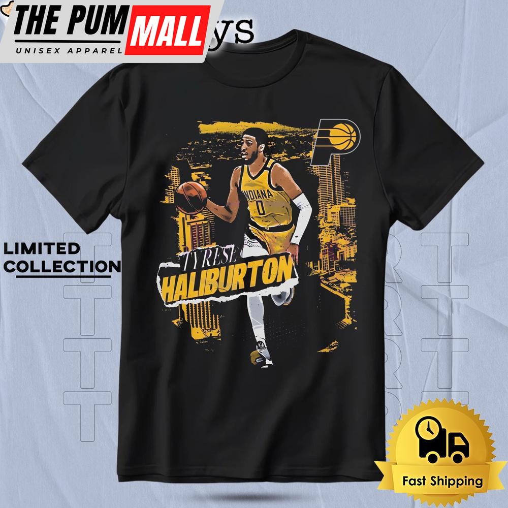 Tyrese Haliburton Indiana Pacers Basketball City Skyline T Shirt
