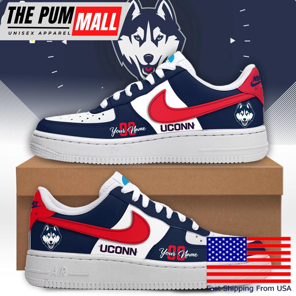 UConn Huskies 2025 Championship Celebration Custom Name Air Force 1 Shoes