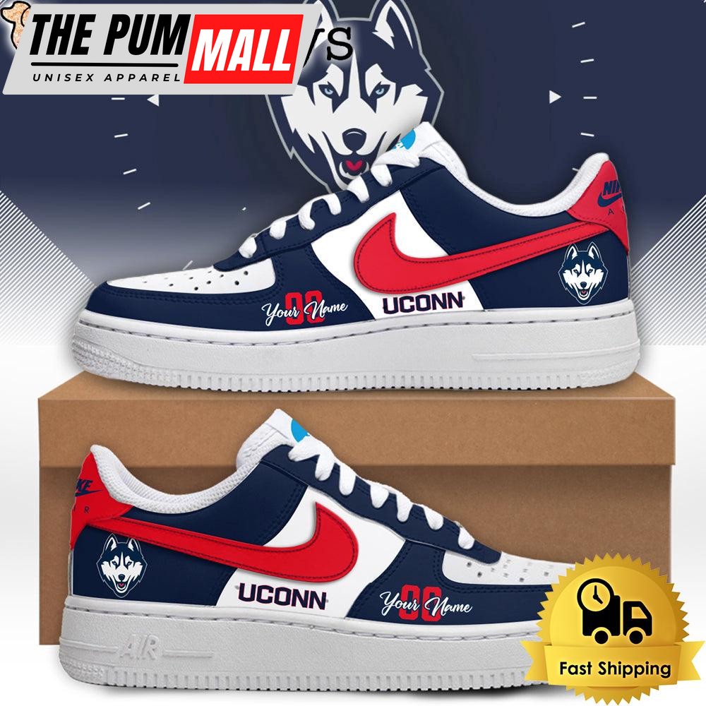 UConn Huskies 2025 Championship Celebration Custom Name Air Force 1 Shoes