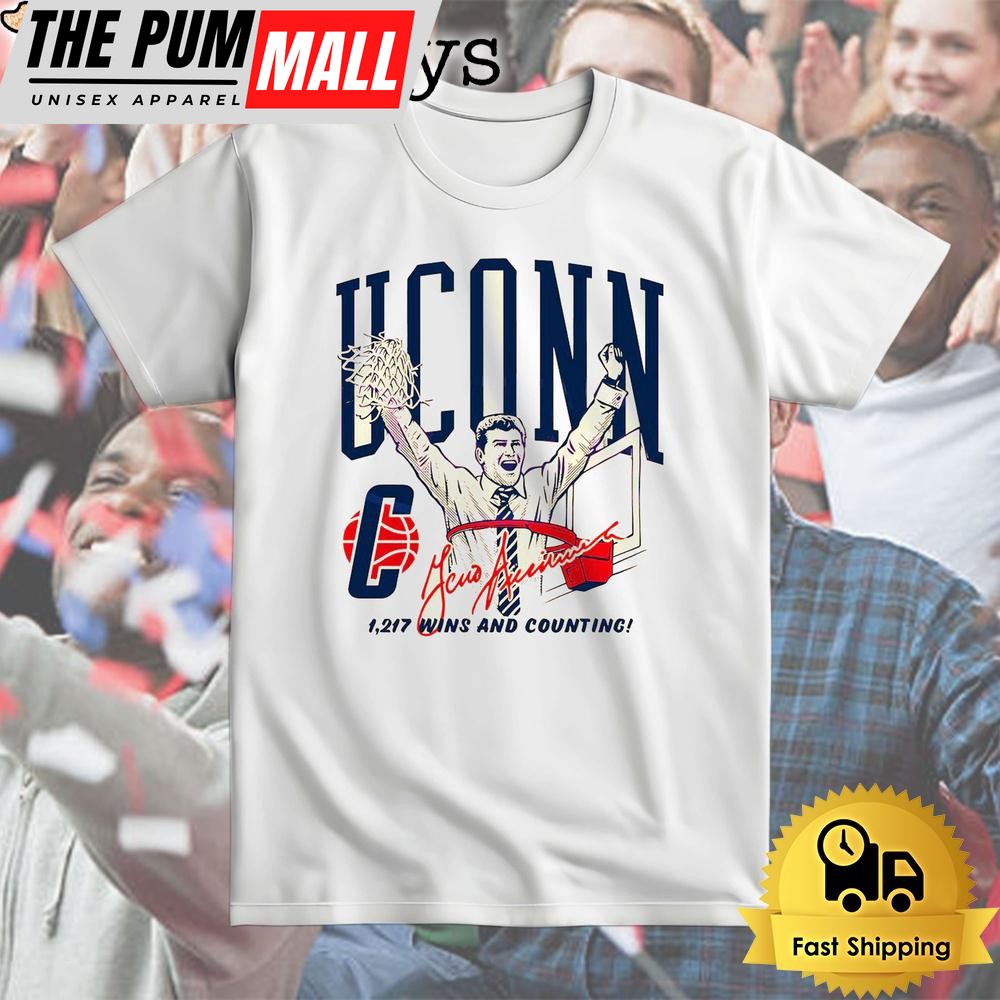 Uconn Huskies Womens Basketball Geno Auriemma 1217 Wins And Counting T Shirt