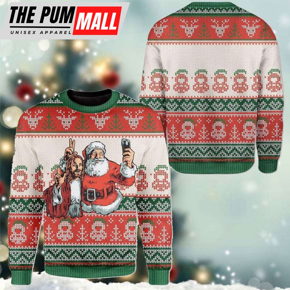 Ugly Santa And Jesus Christmas Ugly Sweater, Ugly Sweater, Ugly Christmas Sweatshirt