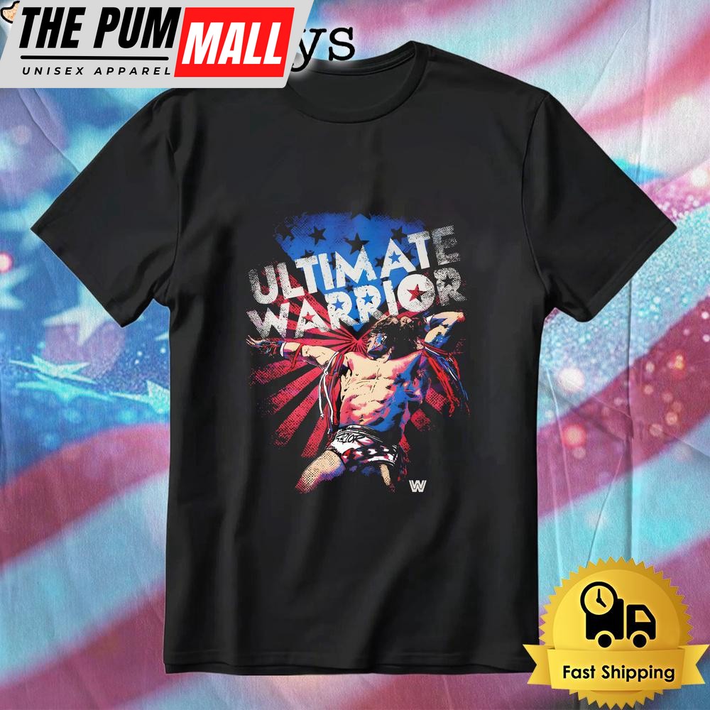 Ultimate Warrior Wrestling Usa Flag Patriotic Fourth Of July T-Shirt
