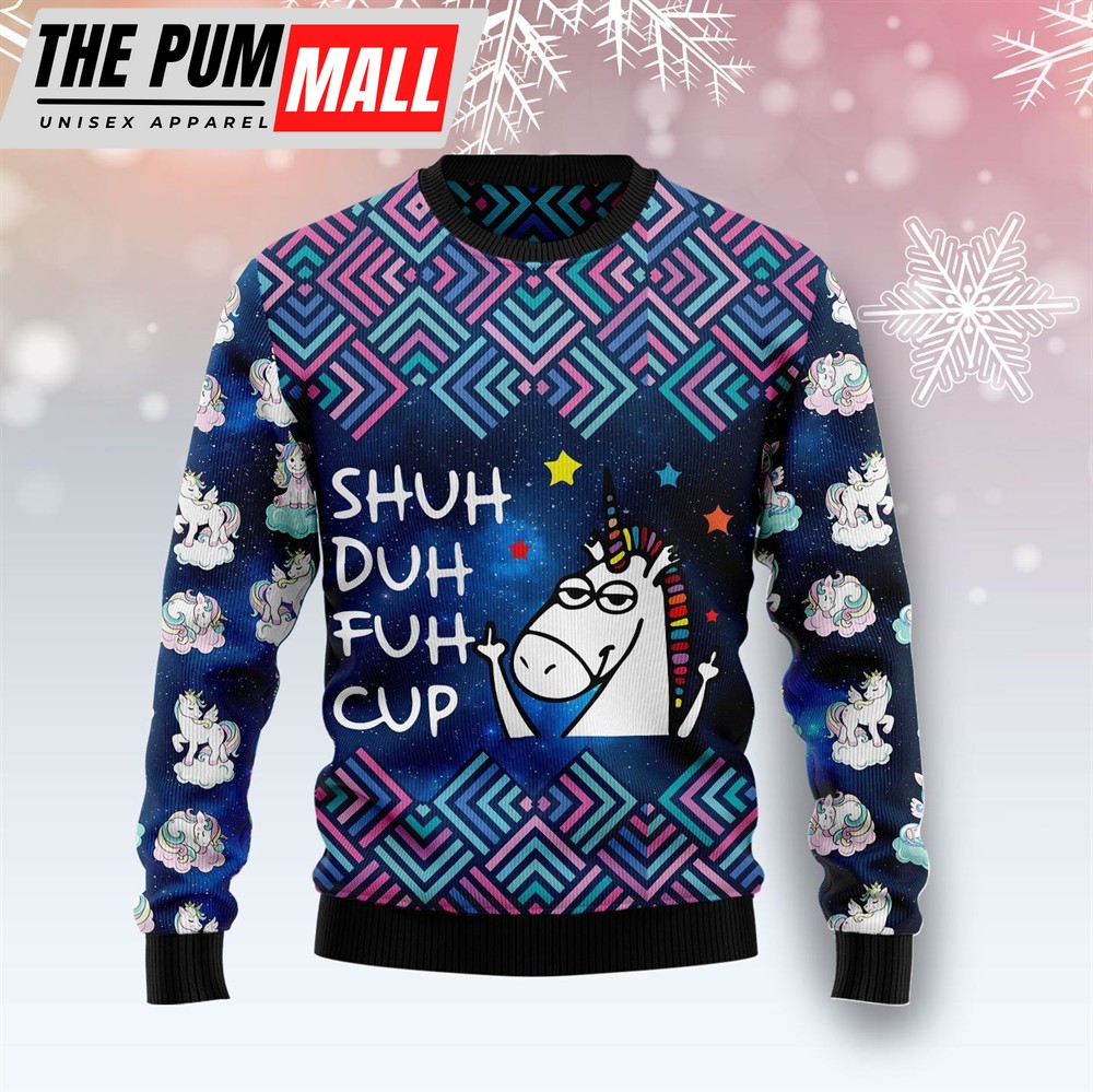 Unicorn Galaxy Cool Ugly Christmas Sweater – Funny Family Sweater Gifts – Unisex Crewneck Sweater