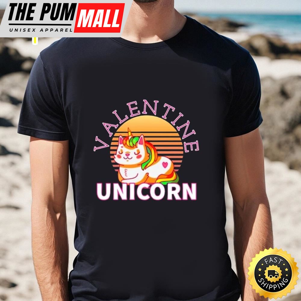 Unicorn Valentine Shirt Valentines Day Gift For Girls Women T-Shirt