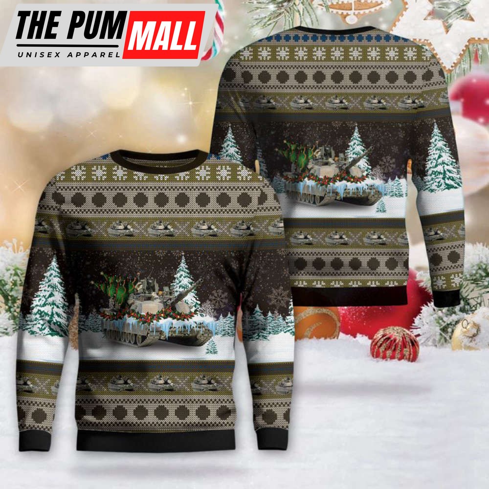 Unique US Army M1A2 SEP Tank Christmas Sweater – Perfect 3D Gift for Christmas