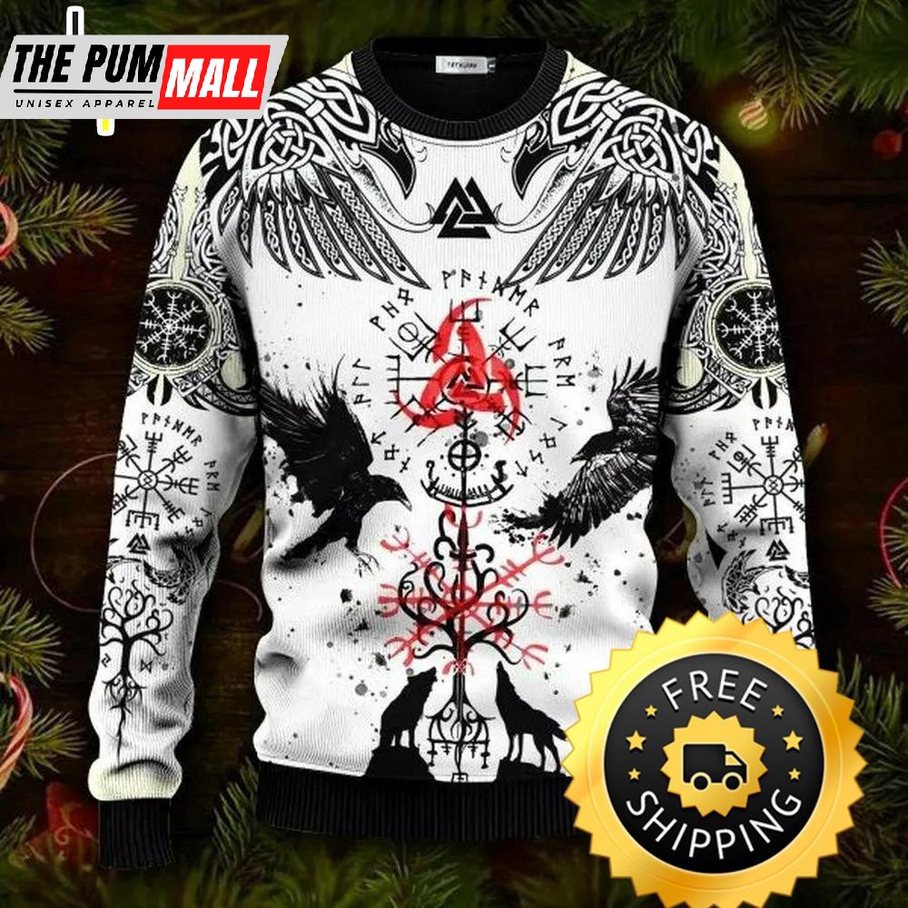 Unique Vegvisir Cool Viking Ugly Christmas Sweater, Viking Ugly Sweater