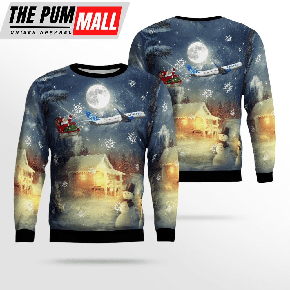 United Airlines Boeing 737-924ER Ugly Christmas Sweater