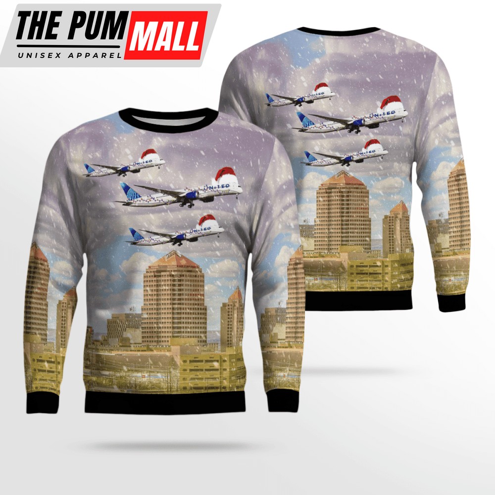 United Airlines Boeing 787 Dreamliner Over Albuquerque Chirtmas Ugly Sweater – Sweatshirt Gift For Christmas Day