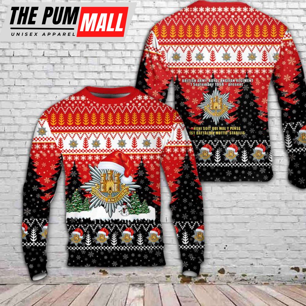 United Kingdom, British Army, Royal Anglian Regiment Christmas Sweater Gift For Christmas